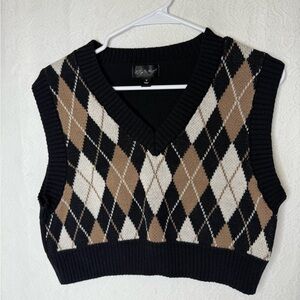 Say What? Black and Tan Knit Sweater Vest